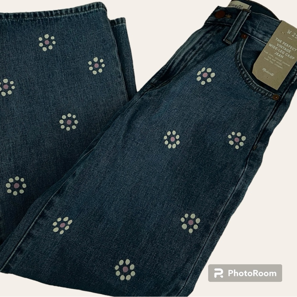 Madewell The Perfect Vintage Wide-Leg Crop Jean in Stamped Floral